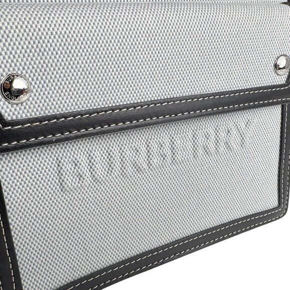 Auth BURBERRY Handbag Shoulder Bag Blue/Black Canvas/Leather/Silvertone - z4342 - Picture 11 of 12
